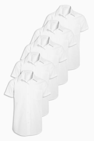 White Short Sleeve Formal Shirt Five Pack (3-16yrs)